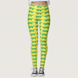 Yellow Green Gator Alligator Crocodile Croc Animal Leggings<br><div class="desc">Leggings feature an original marker illustration of a row of green cartoon alligators on a yellow background.</div>