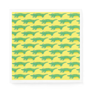 Yellow Green Gator Alligator Crocodile Croc Animal Napkins