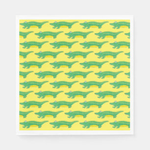 Yellow Green Gator Alligator Crocodile Croc Animal Napkins