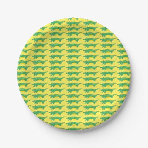 Yellow Green Gator Alligator Crocodile Croc Animal Paper Plates