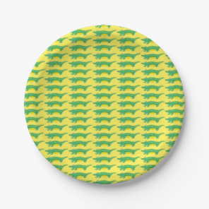 Yellow Green Gator Alligator Crocodile Croc Animal Paper Plates