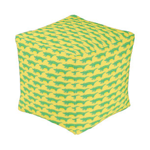 Yellow Green Gator Alligator Crocodile Croc Animal Pouf