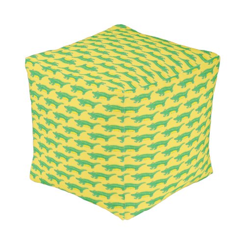 Yellow Green Gator Alligator Crocodile Croc Animal Pouf