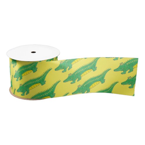 Yellow Green Gator Alligator Crocodile Croc Animal Satin Ribbon