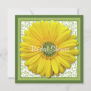 Yellow Green Gerber Daisy Bridal Shower Invitation