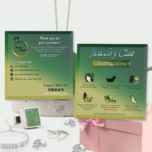 Yellow Green Gradient Beautiful Jewelry Care Tips Enclosure Card