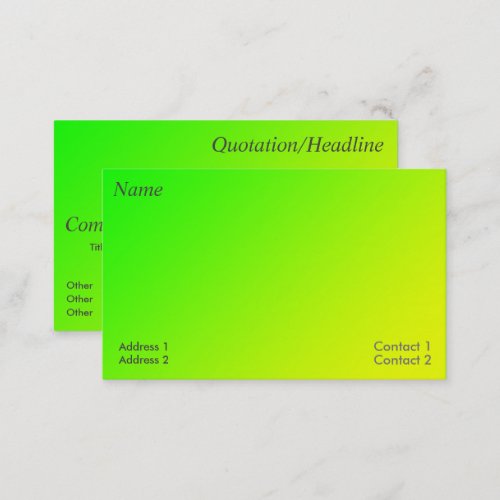 yellow green  gradient business card