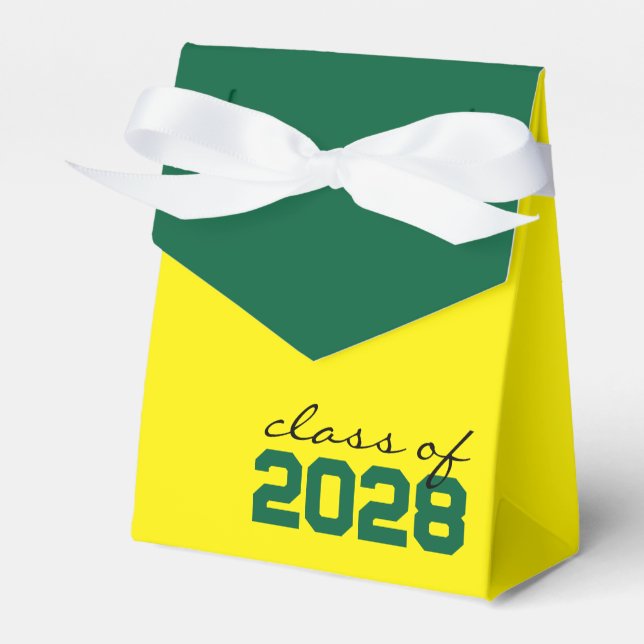 Yellow & Green Graduation Favor Boxes (Front Side)