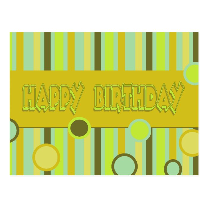 yellow green happy birthday post card