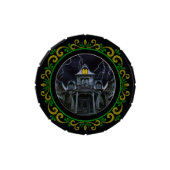Yellow Green Haunted House Halloween Candy Tin (Top)