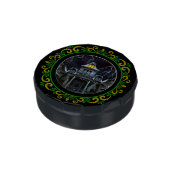 Yellow Green Haunted House Halloween Candy Tin (Side)