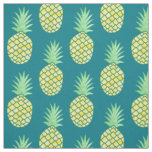 Yellow &amp; Green Hawaiian Watercolor Pineapples Fabric