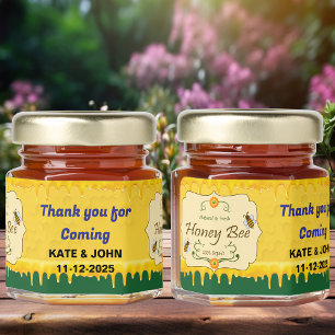 Yellow Green Honey Bee Customizable Text Label  Jar Favors