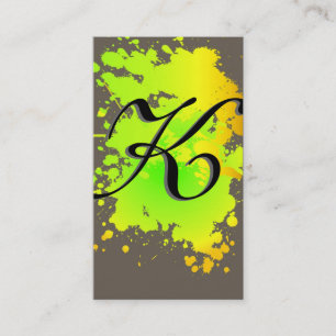 Yellow Green Ink Paint Splash Business Card