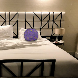 Yellow green leaves pattern lavender round pillow