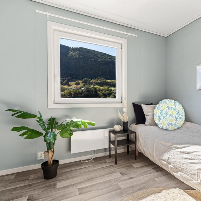 Yellow green leaves pattern round pillow (Creator Uploaded)