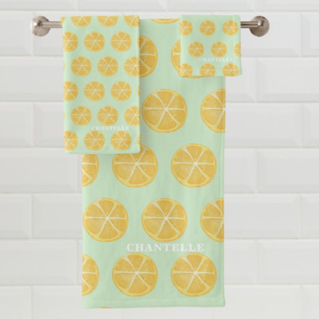 Yellow Green Lemon Bath Towel Set (Creator Uploaded)