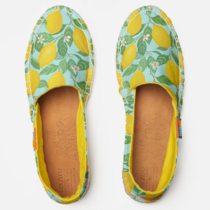 Yellow & Green Lemon Pattern  Espadrilles