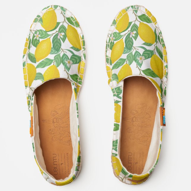 Yellow & Green Lemon Pattern Espadrilles (Front)