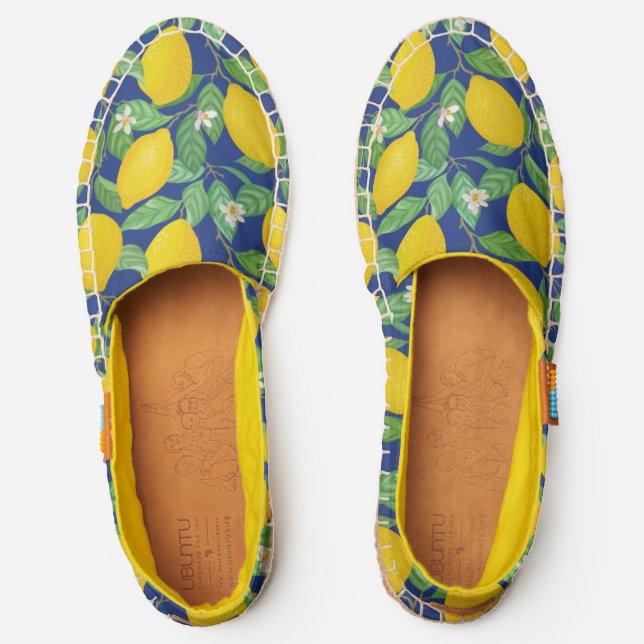 Yellow & Green Lemon Pattern  Espadrilles (Front)