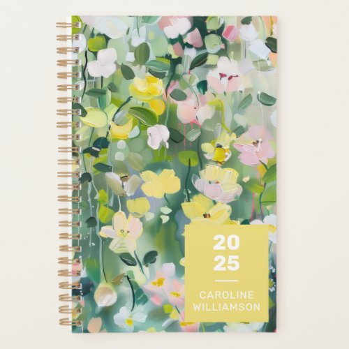 Yellow Green Meadow Flowers Personalized Name Planner