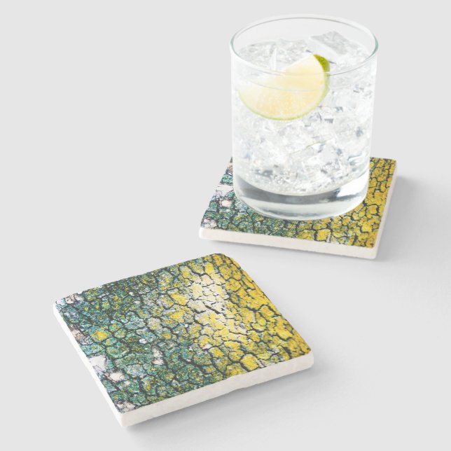 Yellow Green Nature Stone Coaster (Side)