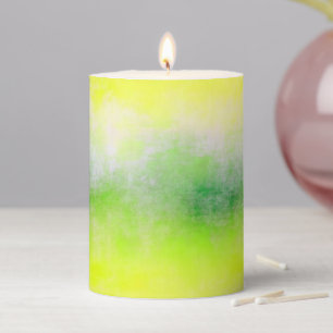 Yellow Green Ombre Pillar Candle