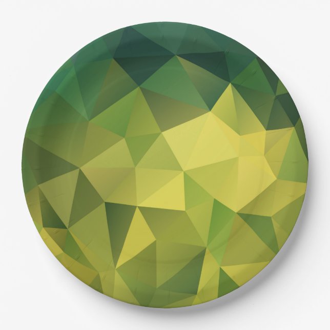 Yellow green pattern paper plates (Front)
