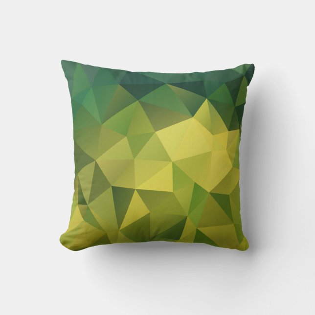 Yellow green pattern  ,  polygon throw pillow (Front)