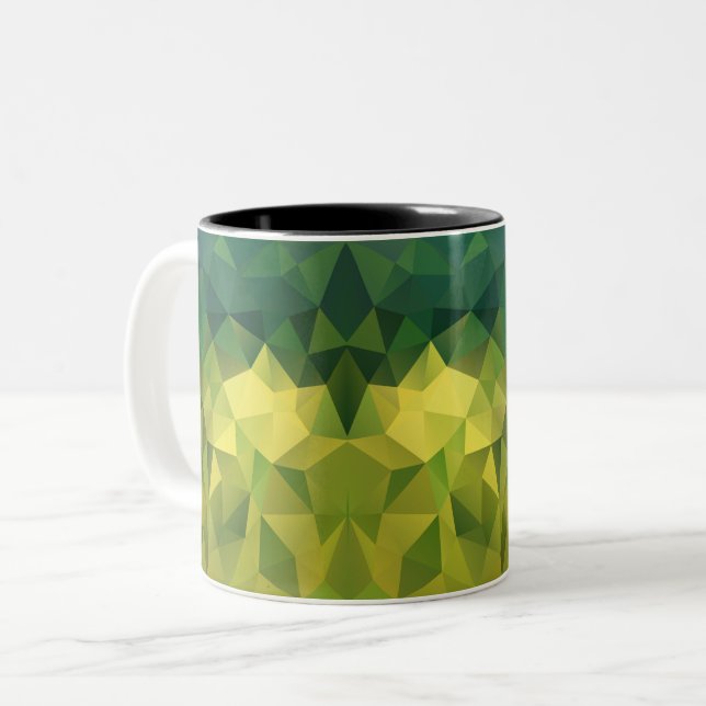Yellow green pattern Two-Tone coffee mug (Front Left)