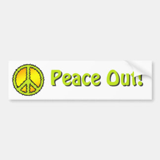 Yellow Green Peace Sign Bumper Sticker