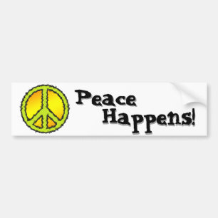 Yellow Green Peace Sign Bumper Sticker
