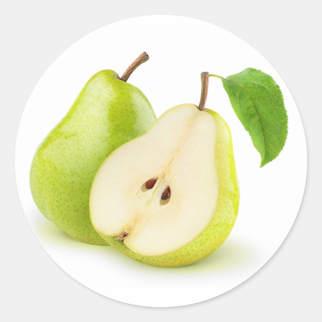 Yellow green pears classic round sticker (Front)