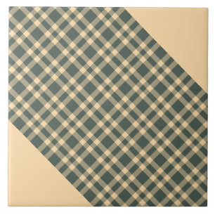 Yellow Green Plaid Pattern Ceramic Tile