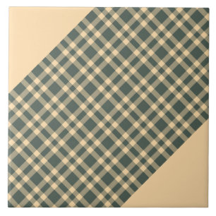 Yellow Green Plaid Pattern Ceramic Tile