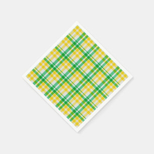 Yellow Green Plaid Pattern Check Print Tartan Napkins