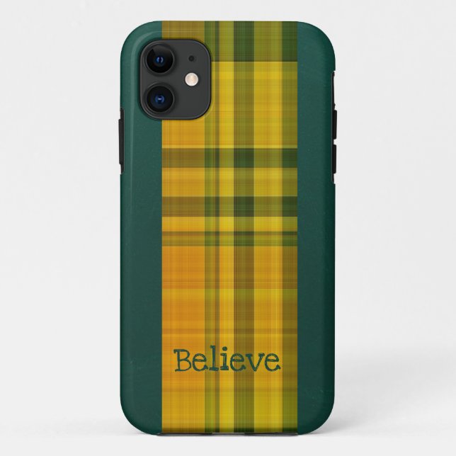 Yellow-green plaid pattern iPhone Case (Back)