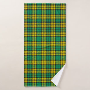 Yellow Green Plaid Tartan Pattern Design Bath Towel