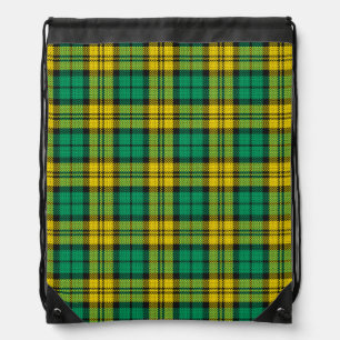 Yellow Green Plaid Tartan Pattern Design  Drawstring Bag