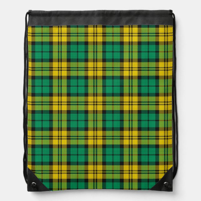 Yellow Green Plaid Tartan Pattern Design  Drawstring Bag (Front)
