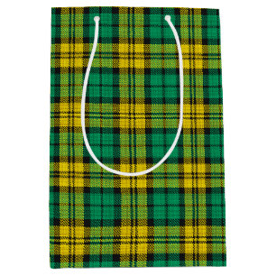 Yellow Green Plaid Tartan Pattern Design Medium Gift Bag