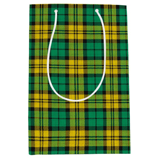 Yellow Green Plaid Tartan Pattern Design  Medium Gift Bag (Front)