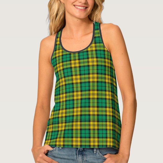 Yellow Green Plaid Tartan Pattern Design  Tank Top (Front)