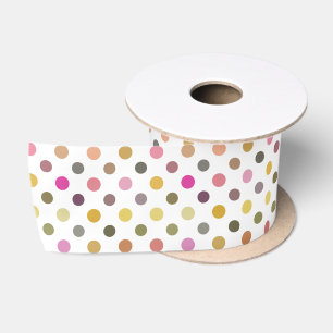 yellow, green, purple and pink polka dot satin ribbon