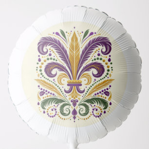 Yellow, green purple fleur de lis feathers balloon