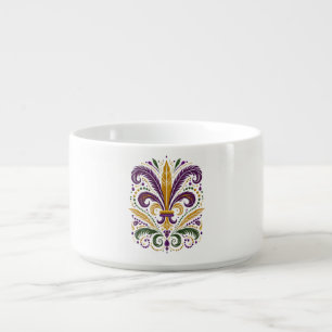 Yellow, green purple fleur de lis feathers bowl