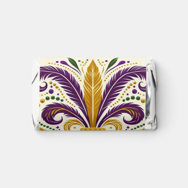 Yellow, green purple fleur de lis feathers hershey's miniatures (Front)