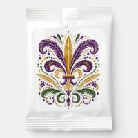 Yellow, green purple fleur de lis feathers