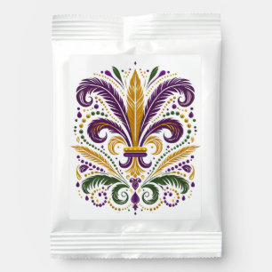 Yellow, green purple fleur de lis feathers margarita drink mix