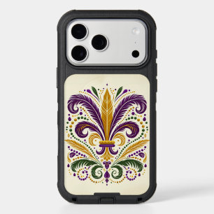 Yellow, green purple fleur de lis feathers iPhone 17 pro max case